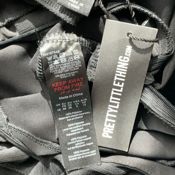 PrettyLittleThing -  NWT Black Chiffon Frill Cut Out Maxi Dress Size 6 - Picture 15 of 16